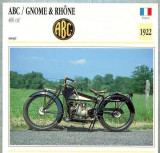 338 Foto Motociclism - ABC / GNOME &amp;amp; RHONE 400 CM3 - FRANTA -1922 -pe verso date tehnice in franceza -dim.138X138 mm -starea ce se vede