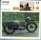 343 Foto Motociclism - SEVITAME 400 CM3 ARMEE - MILITARA - FRANTA -1939 -pe verso date tehnice in franceza -dim.138X138 mm -starea ce se vede