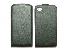 Toc / husa neagra flip piele ecologica Apple iPhone 4 4s - Livrare in 24h foto