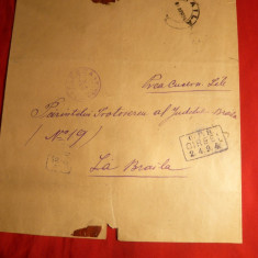 Plic spec.pt.ziare stamp.violet Plesca ,CFR Ciresi si Braila 1894