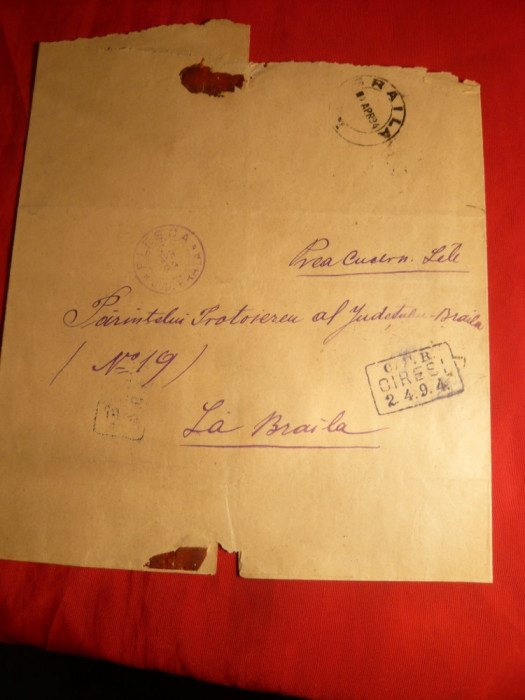 Plic spec.pt.ziare stamp.violet Plesca ,CFR Ciresi si Braila 1894