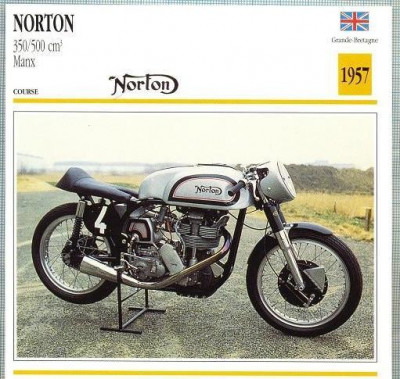 304 Foto Motociclism - NORTON 350/500 CM3 MANX - MAREA BRITANIE - 1957 -pe verso date tehnice in franceza -dim.138X138 mm -starea ce se vede foto