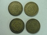 GERMANIA INTERBELICA -LOT DE 4 MONEDE 10 PFENNIG -1924 E -1924 J -1925 D -1926 G