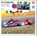 260 Foto Motociclism? - ELF-LCR-KRAUSER, Side-car Grand Prix - ELVETIA - 1990 -pe verso date tehnice in franceza -dim.138X138 mm -starea ce se vede