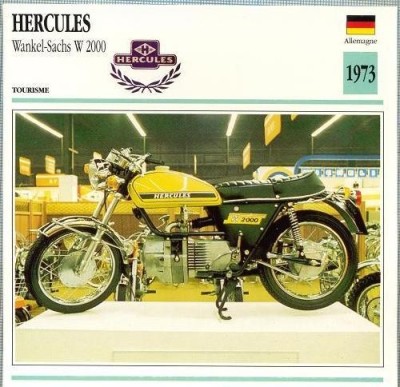 272 Foto Motociclism - HERCULES WANKEL-SACHS W 2000 - GERMANIA - 1973 -pe verso date tehnice in franceza -dim.138X138 mm -starea ce se vede foto