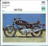 303 Foto Motociclism - NORTON 850 COMMANDO INTERSTATE - MAREA BRITANIE - 1974 -pe verso date tehnice in franceza -dim.138X138 mm -starea ce se vede