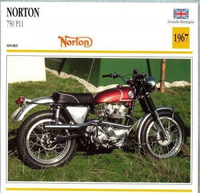 306 Foto Motociclism - NORTON 750 P11- MAREA BRITANIE - 1967 -pe verso date tehnice in franceza -dim.138X138 mm -starea ce se vede foto