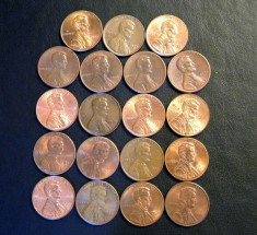 Lot 19 monede SUA USA Lincoln Cents ani 1971-2005 foto