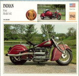 298 Foto Motociclism - INDIAN MODEL 441 - SUA - 1941 -pe verso date tehnice in franceza -dim.138X138 mm -starea ce se vede