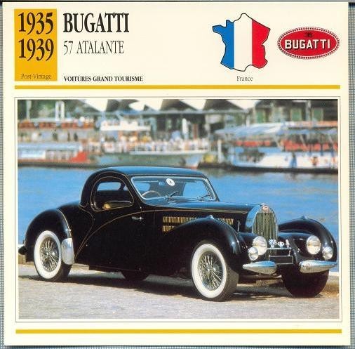 253 Foto Automobilism - BUGATTI 57 ATALANTE - FRANTA - 1935-1939 -pe verso date tehnice in franceza -dim.138X138 mm -starea ce se vede