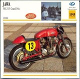 281 Foto Motociclism - JAWA 500 Z-15 GRAND PRIX - CEHOSLOVACIA - 1955 -pe verso date tehnice in franceza -dim.138X138 mm -starea ce se vede