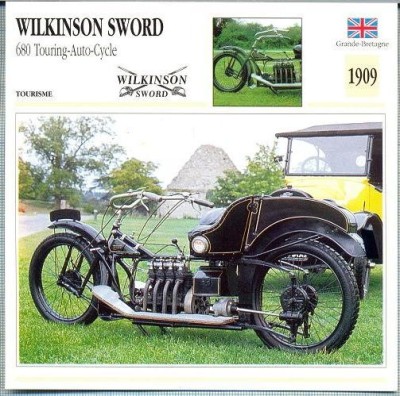 319 Foto Motociclism - WILKINSON SWORD 680 TOURING... - MAREA BRITANIE - 1909 -pe verso date tehnice in franceza -dim.138X138 mm -starea ce se vede foto
