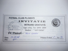 Invitatie meci fotbal FC PLOIESTI - FCM BACAU 14.09.2008 foto