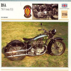 308 Foto Motociclism - BSA 750 V TWIN Y13 - MAREA BRITANIE - 1936 -pe verso date tehnice in franceza -dim.138X138 mm -starea ce se vede