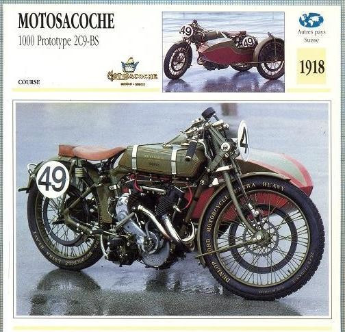 286 Foto Motociclism - MOTOSACOCHE 1000 Prototype 2C9-BS - ELVETIA - 1918 -pe verso date tehnice in franceza -dim.138X138 mm -starea ce se vede