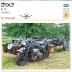 278 Foto Motociclism - ZUNDAPP KS 750 type Russie(militara) - GERMANIA - 1941 -pe verso date tehnice in franceza -dim.138X138 mm -starea ce se vede