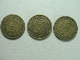 GERMANIA INTERBELICA - LOT DE 3 MONEDE 5 PFENNIG - 1 BUC 1924 D - 1 BUC 1925 G - 1 BUC 1925 F