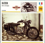 326 Foto Motociclism - RATIER 600 C 6S RADIO - FRANTA -1960 -pe verso date tehnice in franceza -dim.138X138 mm -starea ce se vede