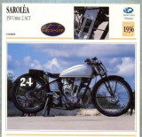 280 Foto Motociclism - SAROLEA 350 USINE 2 ACT - BELGIA - 1936 -pe verso date tehnice in franceza -dim.138X138 mm -starea ce se vede