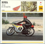 393 Foto Motociclism - HONDA 125 CM3 RC 149 GRAND PRIX - JAPONIA -1966 -pe verso date tehnice in franceza -dim.138X138 mm -starea ce se vede