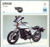 358 Foto Motociclism - KAWASAKI 750 TURBO - JAPONIA -1981 -pe verso date tehnice in franceza -dim.138X138 mm -starea ce se vede