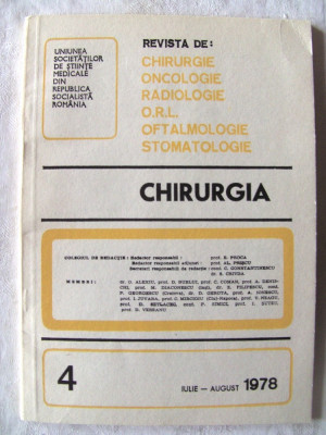 &amp;quot;REVISTA DE CHIRURGIE&amp;quot;, Nr. 4, Iulie - August 1978 foto