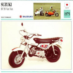 382 Foto Motociclism - SUZUKI RV 90 VAN VAN - JAPONIA -1975 -pe verso date tehnice in franceza -dim.138X138 mm -starea ce se vede