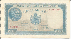 BANCNOTA 5000 LEI 1945 XF++ foto