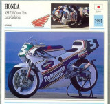 390 Foto Motociclism - HONDA NSR 250 GRAND PRIX LUCA CADALORA - JAPONIA -1991 -pe verso date tehnice in franceza -dim.138X138 mm -starea ce se vede