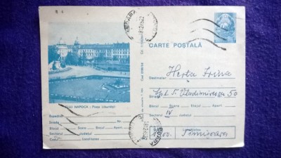 Cluj Napoca - Piata Libertatii - Intreg Postal - Circulat foto
