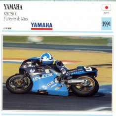 372 Foto Motociclism - YAMAHA FZR 750 R 24 HEURES DU MANS - JAPONIA -1991 -pe verso date tehnice in franceza -dim.138X138 mm -starea ce se vede