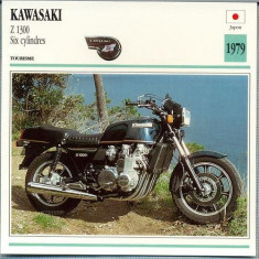 361 Foto Motociclism - KAWASAKI Z 1300 SIX CYLINDRES - JAPONIA -1979 -pe verso date tehnice in franceza -dim.138X138 mm -starea ce se vede