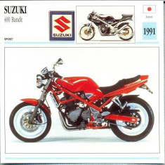 381 Foto Motociclism - SUZUKI 400 BANDIT - JAPONIA -1991 -pe verso date tehnice in franceza -dim.138X138 mm -starea ce se vede