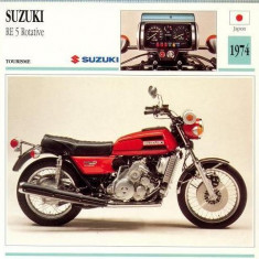 378 Foto Motociclism - SUZUKI RE 5 ROTATIVE - JAPONIA -1974 -pe verso date tehnice in franceza -dim.138X138 mm -starea ce se vede