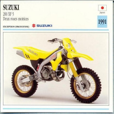 383 Foto Motociclism - SUZUKI 200 XF 5 Deux roues motrices - JAPONIA -1991 -pe verso date tehnice in franceza -dim.138X138 mm -starea ce se vede