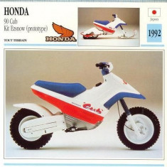 398 Foto Motociclism - HONDA 90 CUB KIT EZSNOW -PROTOTYPE - JAPONIA -1992 -pe verso date tehnice in franceza -dim.138X138 mm -starea ce se vede