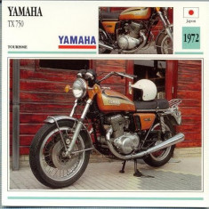 377 Foto Motociclism - YAMAHA TX 750 - JAPONIA -1972 -pe verso date tehnice in franceza -dim.138X138 mm -starea ce se vede