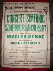 Afis-Filarmonica Reg,Tg.Mures Autonoma Maghiara ,solist Irina Lazarescu 1959 foto