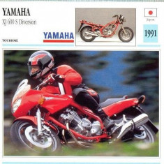 366 Foto Motociclism - YAMAHA XJ 600 S DIVERSION - JAPONIA -1991 -pe verso date tehnice in franceza -dim.138X138 mm -starea ce se vede