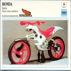 391 Foto Motociclism - HONDA MANTIS -PROTOTYPE - JAPONIA -1991 -pe verso date tehnice in franceza -dim.138X138 mm -starea ce se vede