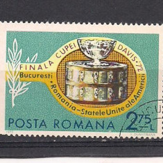 No(02)timbre-Romania 1972-L.P.809-Finala Cupei Davis-serie stampilata
