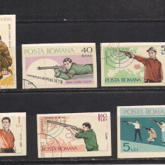 No(03)timbre-Romania 1965-L.P.608-Campionatele Europene de Tir Bucuresti-nedantelate serie stampilata