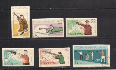 No(03)timbre-Romania 1965-L.P.608-Campionatele Europene de Tir Bucuresti-nedantelate serie stampilata foto