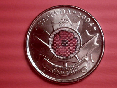 CANADA 25 CENTS 2004 REMEMBER SOUVENIR UNC. RAR. lichidare colectie foto