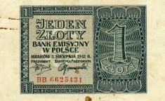 Polonia 1 zlot 1941 xf p99 (ocupatia germana) foto