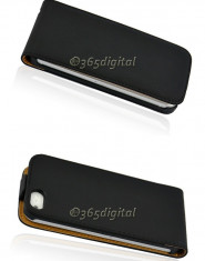 Husa neagra piele flip iphone 5 + folie protectie ecran + expediere gratuita foto