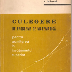 (C2818) CULEGERE DE PROBLEME DE MATEMATICA PENTRU ADMITEREA IN INVATAMINTUL SUPERIOR DE A. CORDUNEANU, RADU, POP, GRAMADA, ED. JUNIMEA, 1972