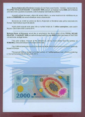 2000 lei 1999 ECLIPSA perfect UNC in pliant BNR foto