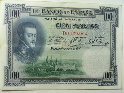 SPANIA - 100 PESETAS - 1 IULIE 1925 foto