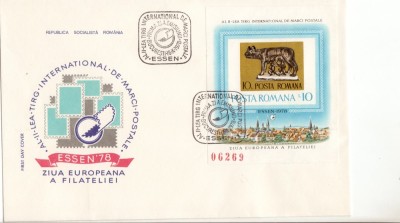 FDC ROMANIA TARGUL FILATELIC ESSEN 1978 COL. NEDANTELATA foto